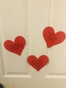 Valentine's Day activities, hearts on the door