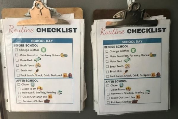 kids morning routine chart before school checklists