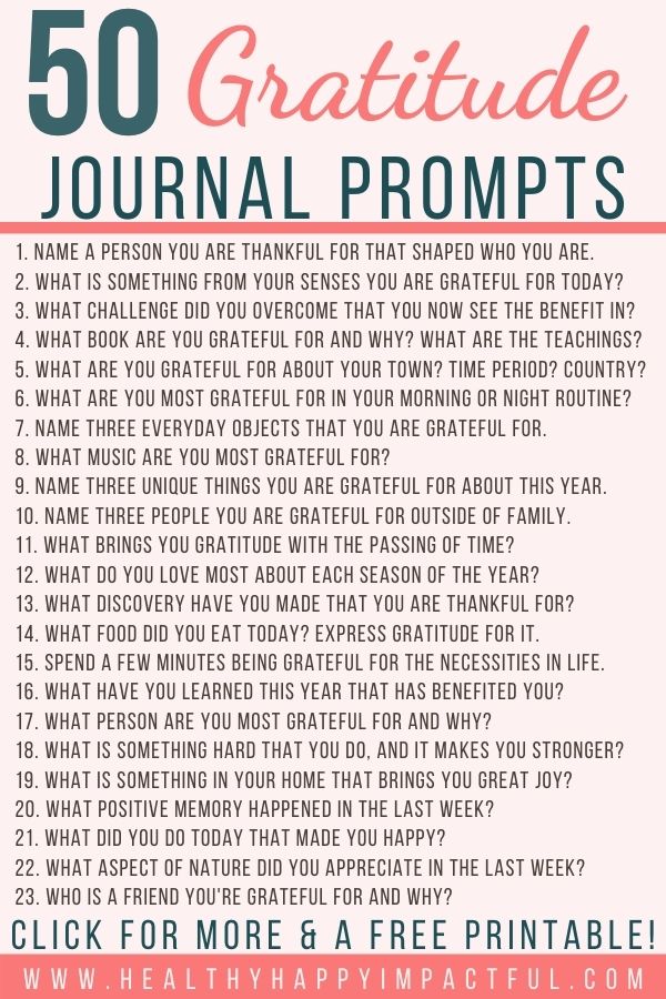 50 gratitude journal prompts infograph