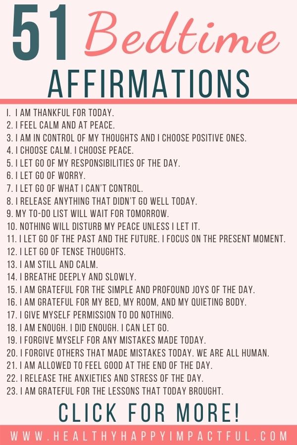 bedtime sleep affirmations at night pin
