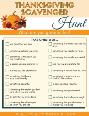 free printable Thanksgiving scavenger hunt for kids and adults