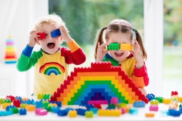 children playing with legos