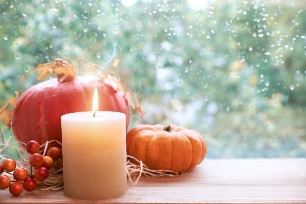 fall bucket list pumpkin and candles