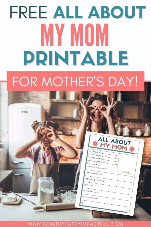 free all about my mom printable for Mother's Day questions pin