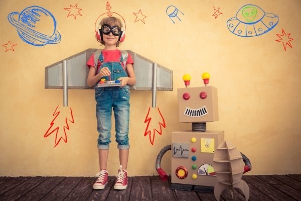 girl and robot, tips on morning affirmations for kids