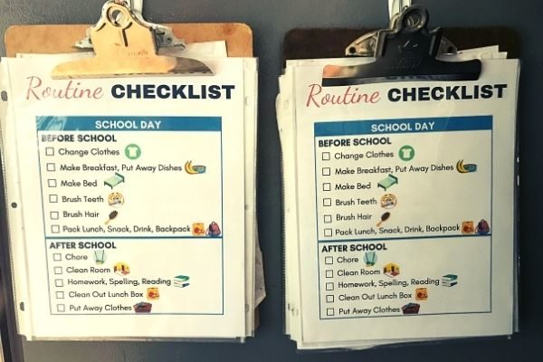 daily routine chart printable for kids: morning and night checklists