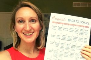 Month of August calendar to organize for back to school