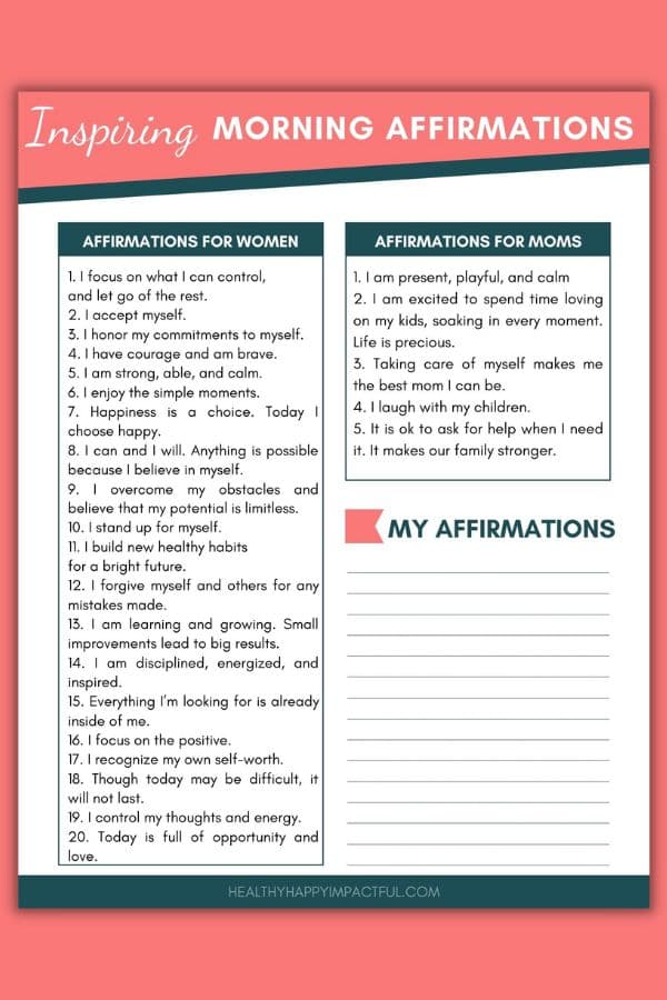 free printable women affirmations for morning
