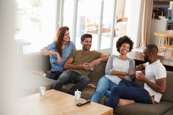 group of friends on a couch