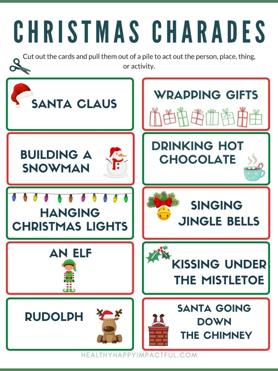 Free Christmas Charades List Printable to Boost Your Holiday Fun