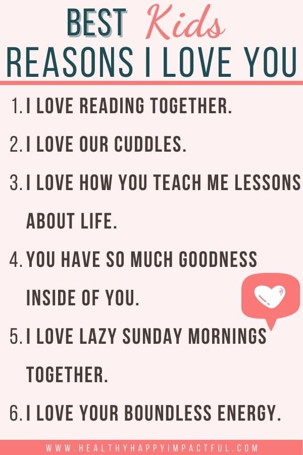 best reasons why I love you for kids 365