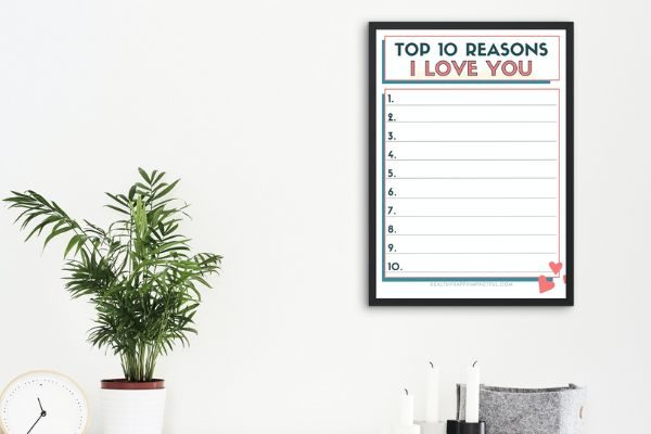 100 reasons why I love you because printable pdf template for kids