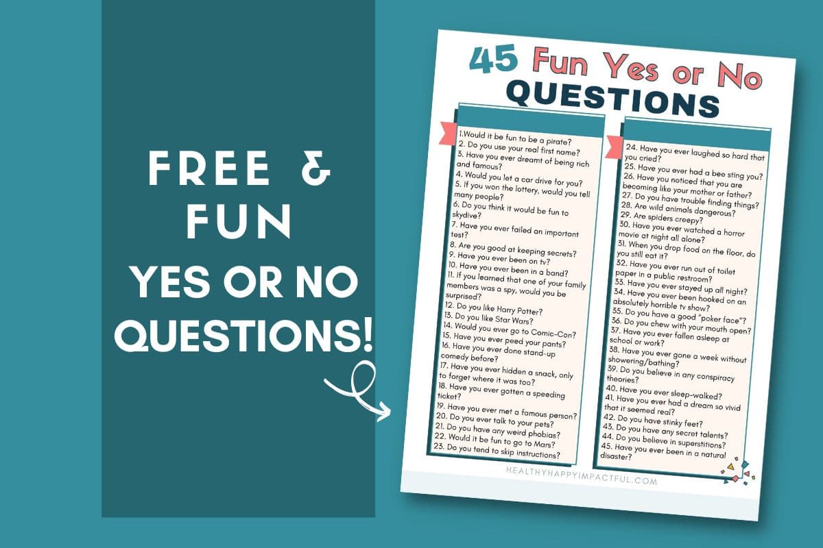 yes no questions printable pdf free for students