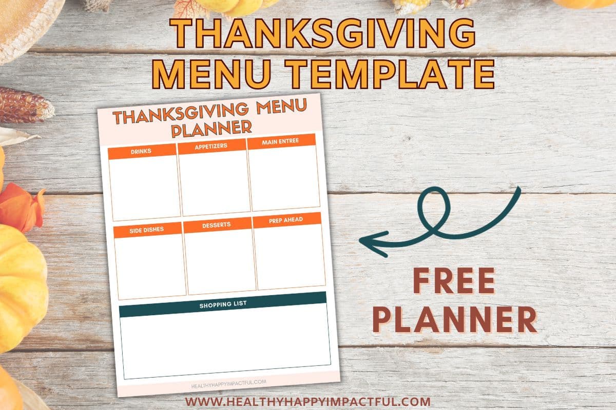 Free printable Thanksgiving menu template planner