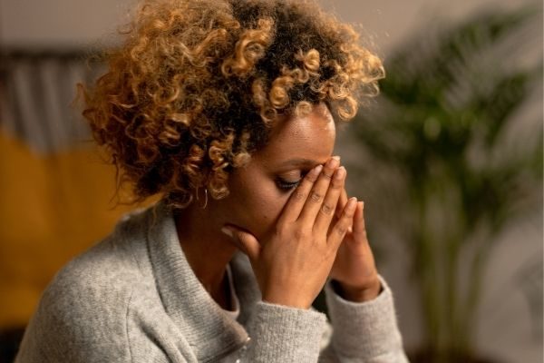 morning affirmations for anxiety, woman in stress