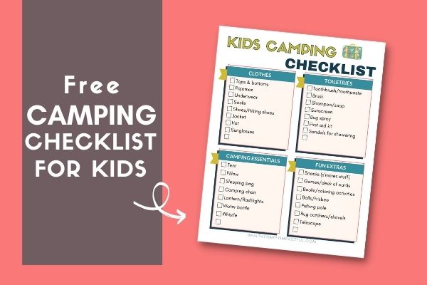 camping supplies list checklist printable pdf for kids