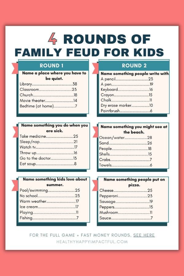 family feud for kids printable pdf free