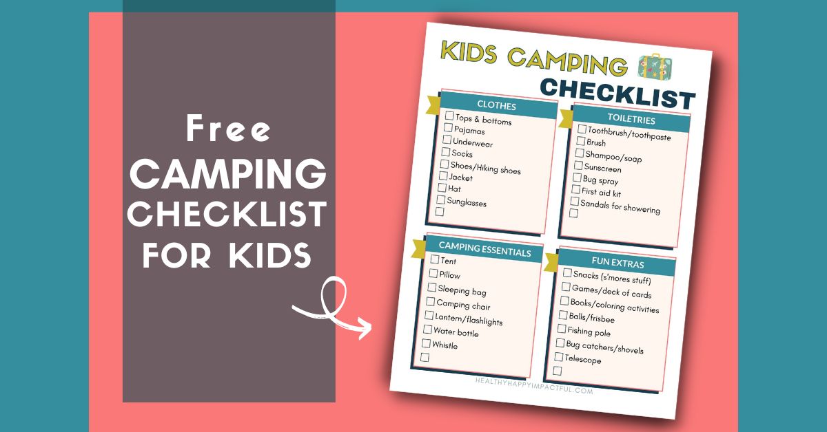 camping supplies list checklist printable pdf for kids
