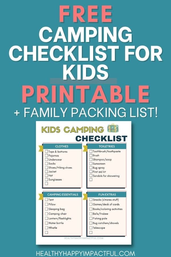 family camping checklist and packing list with kids pdf pin