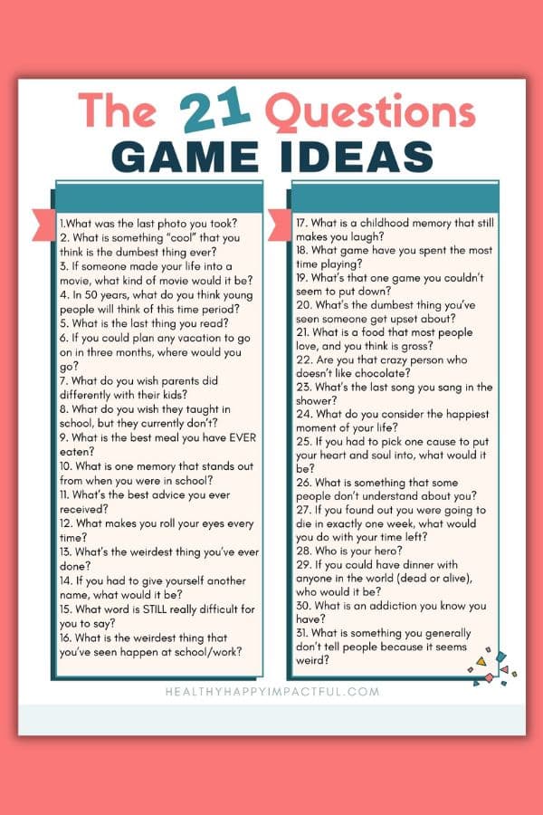 21 questions game for friends pdf printable