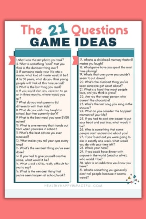20 Questions Game Ideas