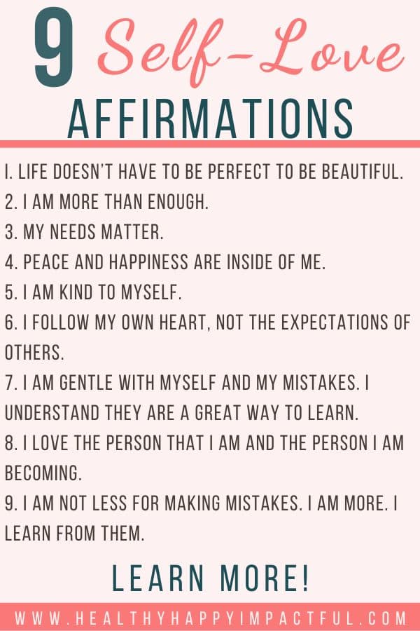 daily affirmations for self-love list