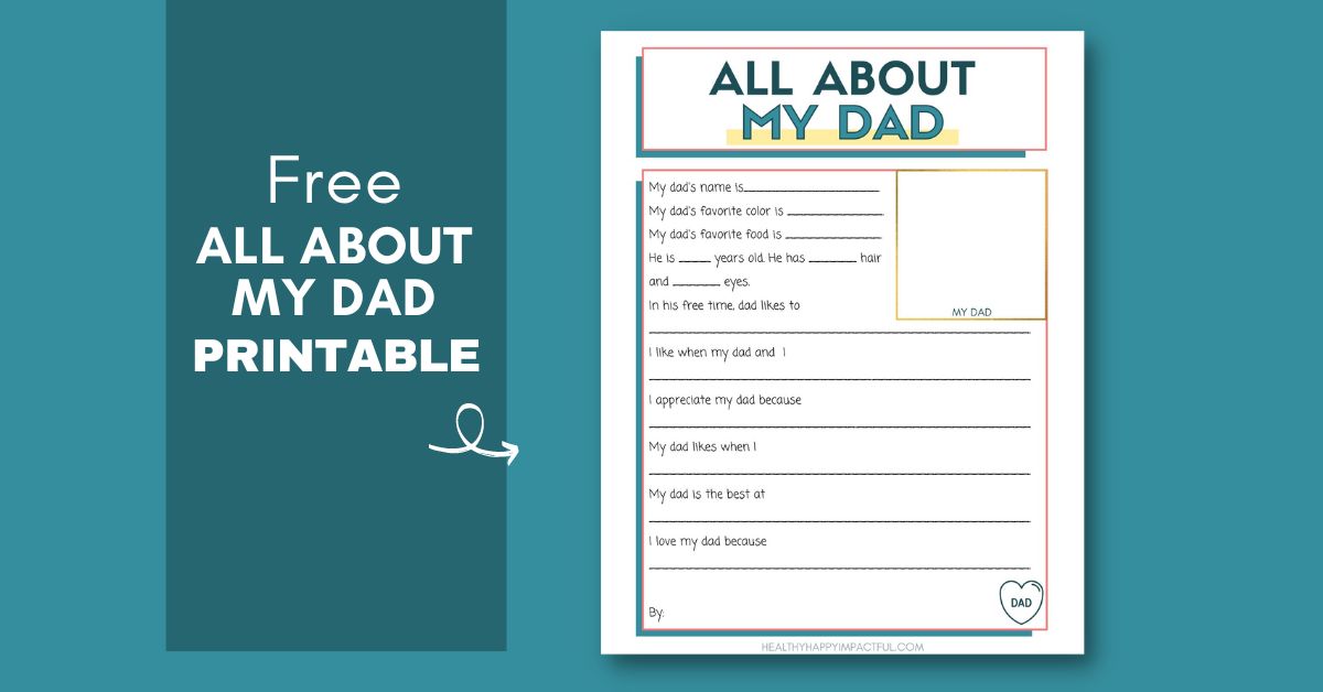 All About My Papi Kid Questionnaire INSTANT DOWNLOAD Fathers 