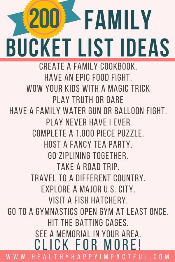 family bucket list ideas and adventures, fun things to do