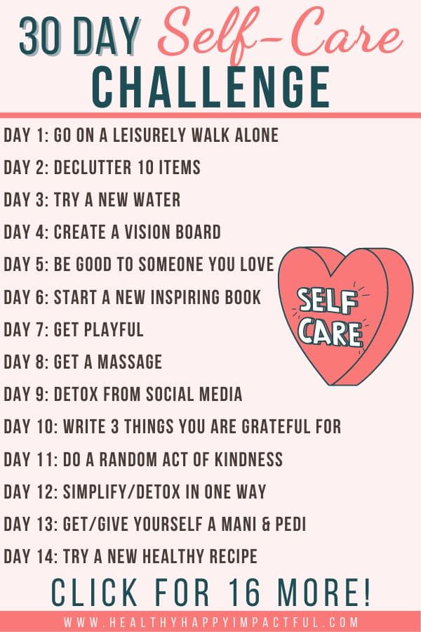 30 days of self care challenge list pin