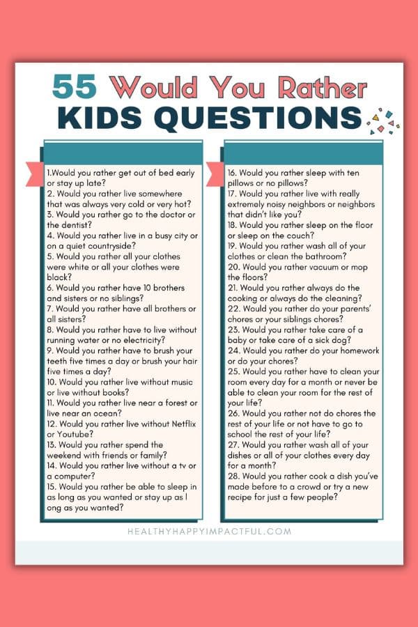 345 Fun Would You Rather Questions For Kids (+free Printable)