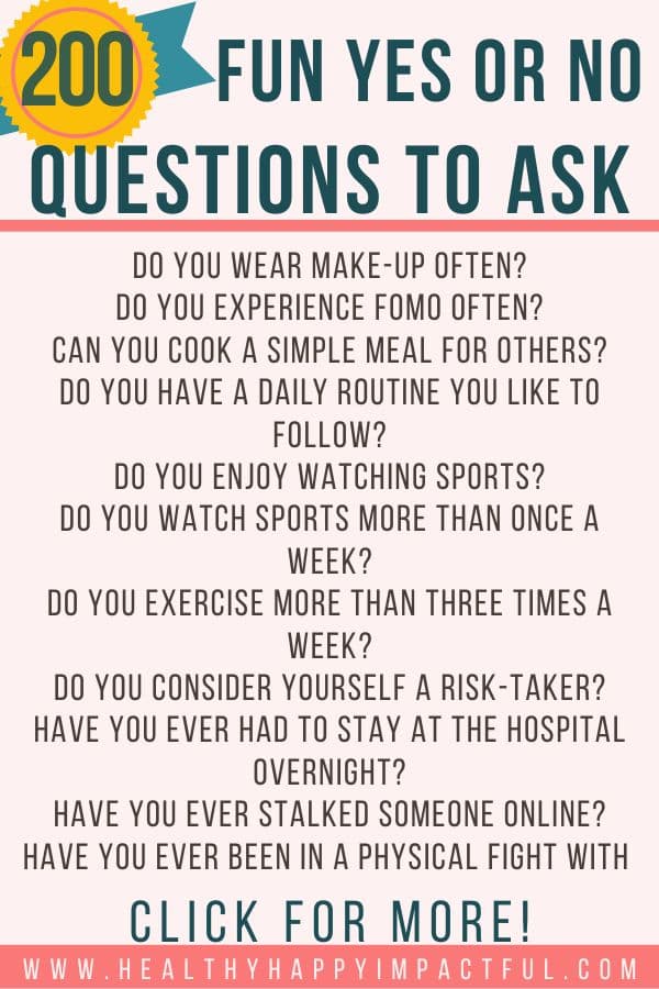 interesting list of yes or no questions to ask kids and adults