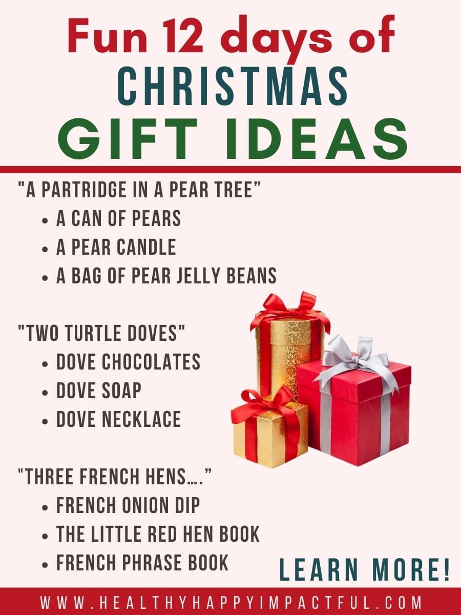 Funny and fun 12 days of Christmas gifts and gift ideas for adults and families, twelve days