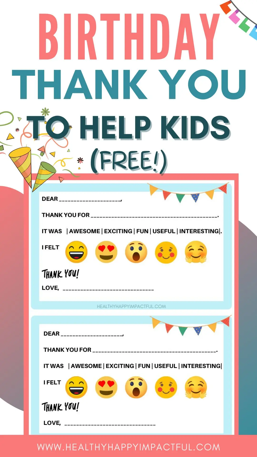 Free thank you for coming to my birthday party printable pin