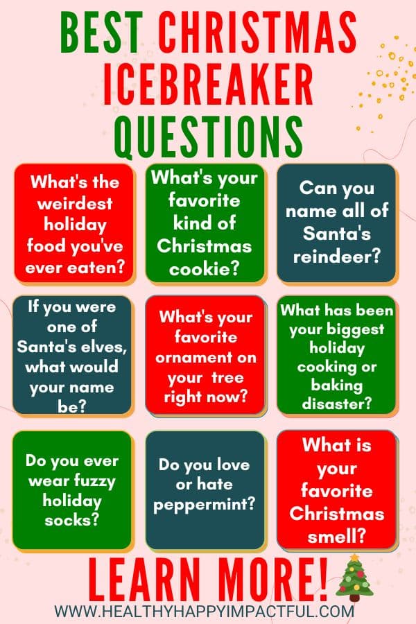 Best list of Christmas icebreaker questions pin