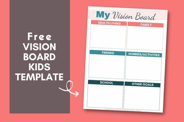 free vision board template printable pdf for kids and elementary students