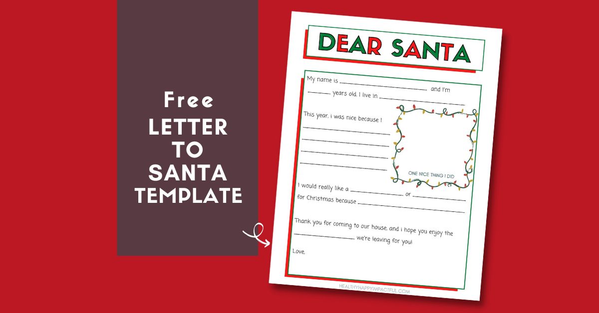 write a letter Santa Claus free template printable