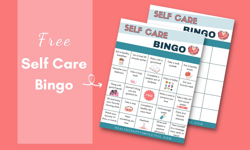 featured image; self care bingo free printable cards