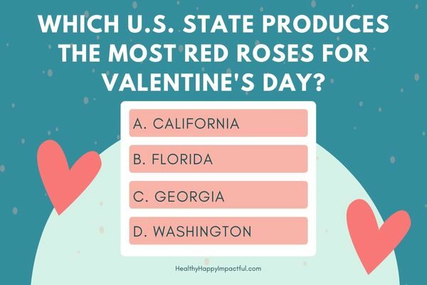 Multiple choice Valentine's Day trivia quiz questions
