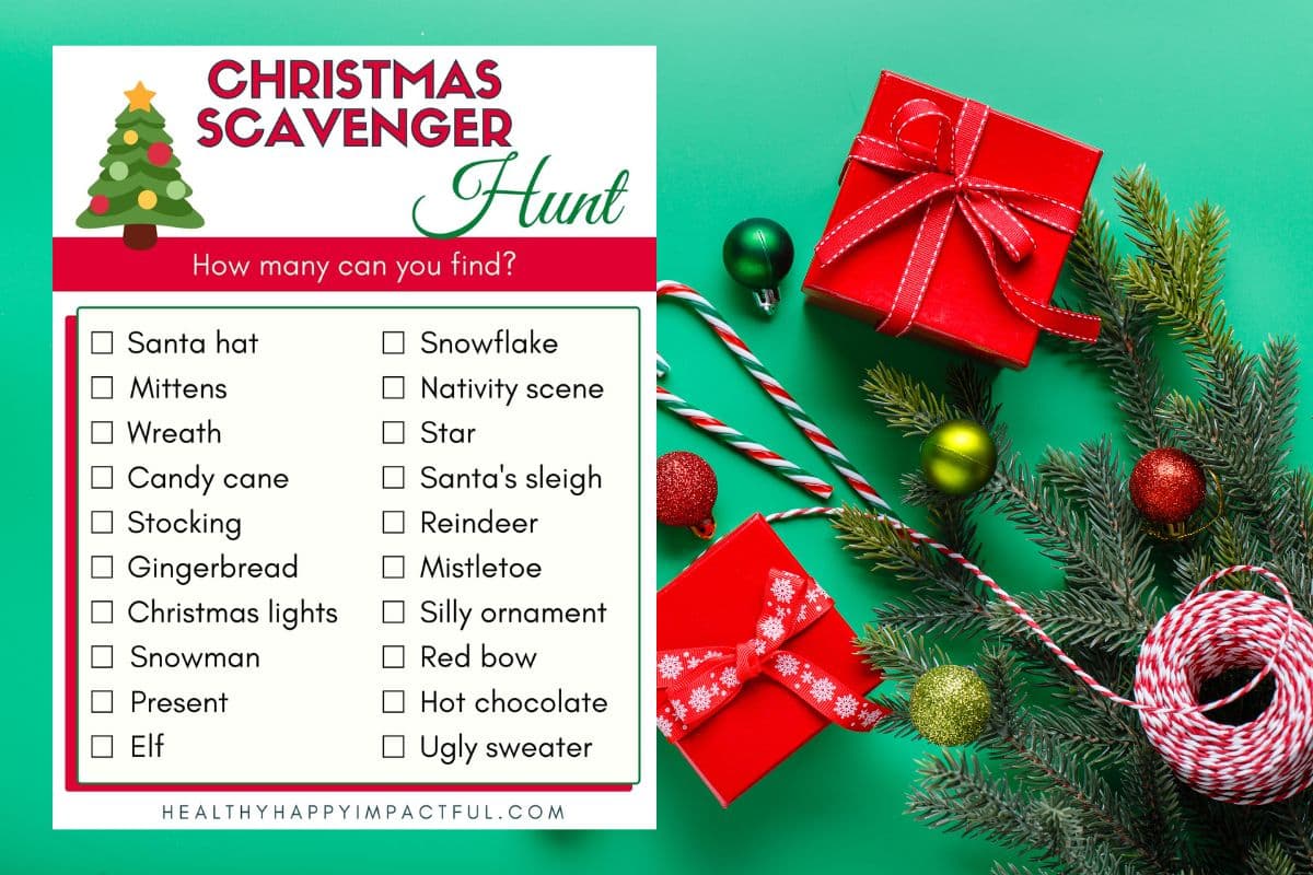 free Christmas scavenger hunt printable pdf