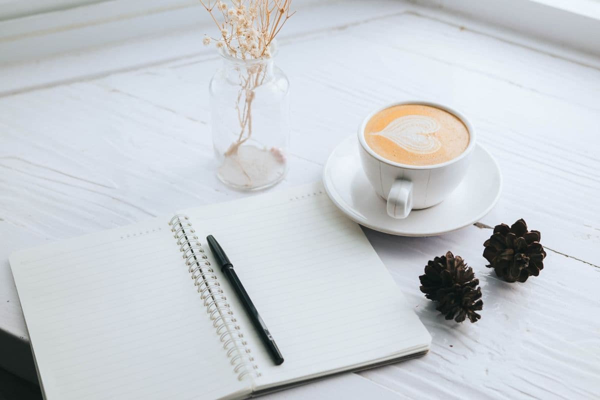 year planning tools, journal questions on a table