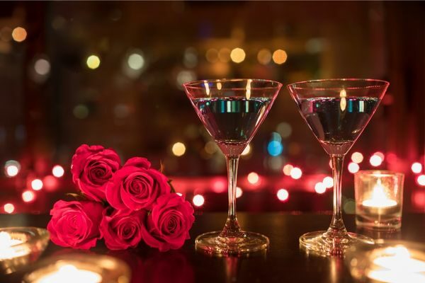 flowers and wine; romantic evening ideas for married couples