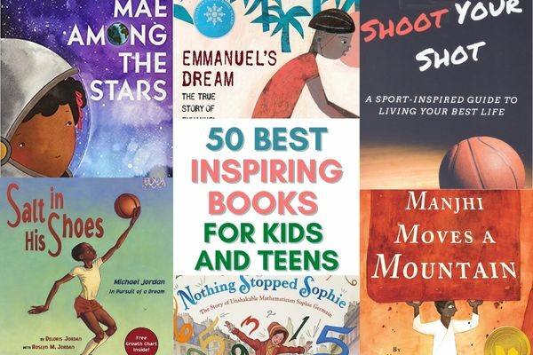 title book collage; inspiring kids and teens books 2023