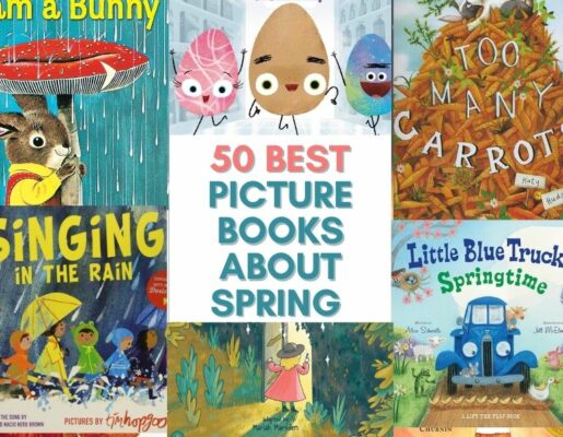 featured image; best picture books about spring for kids, students