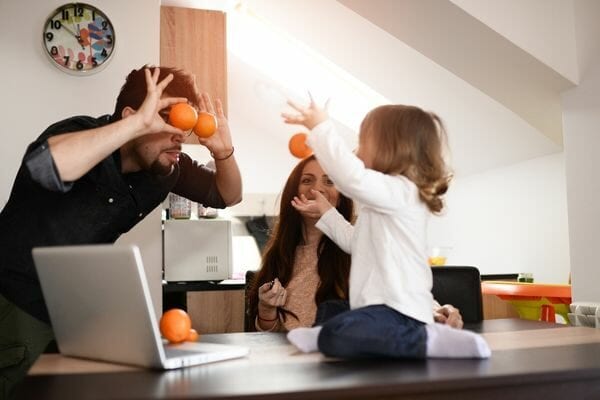 kids and daddy playing