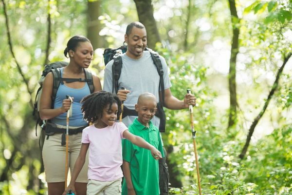 cheap family on a hike in nature; activities and hobbies for families