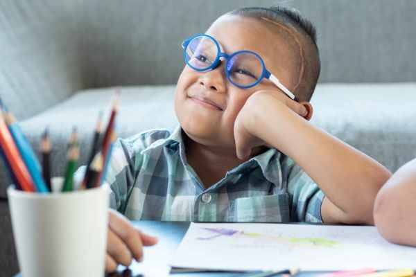 child at a desk