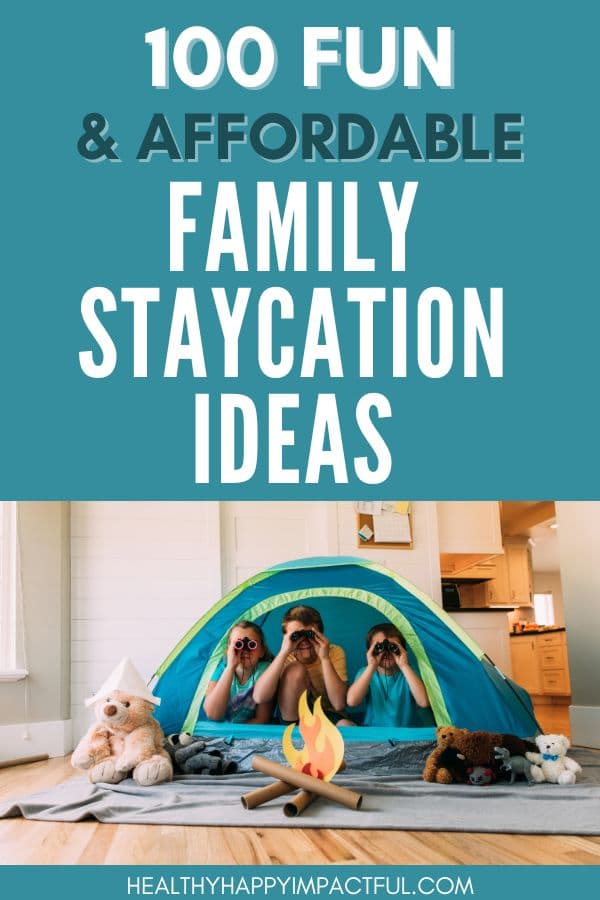 title pin; fun family staycation ideas