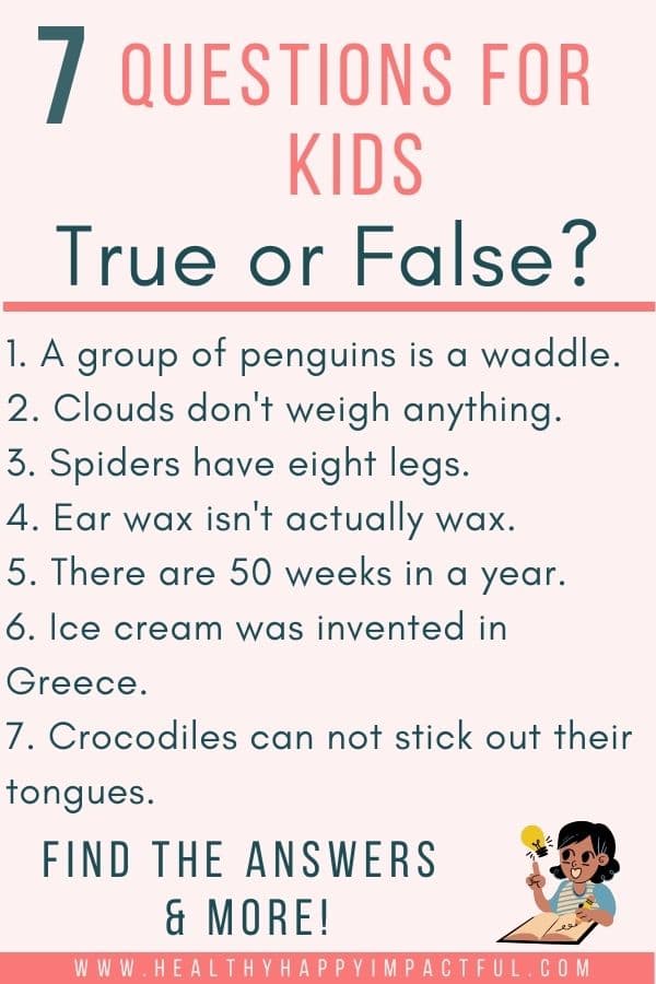 funny and easy true or false questions list for kids pin find the answers