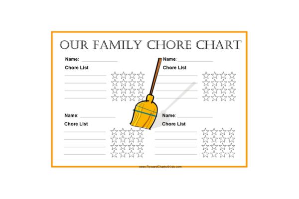 family chore chart template pdf