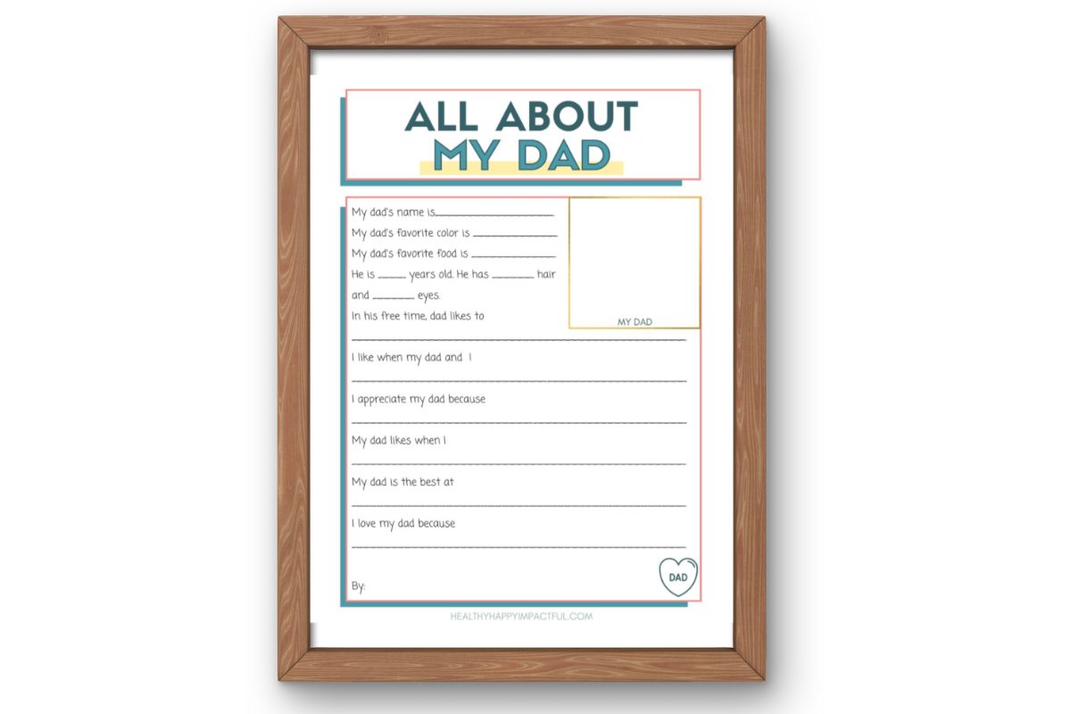 All About My Papi Kid Questionnaire INSTANT DOWNLOAD Fathers 